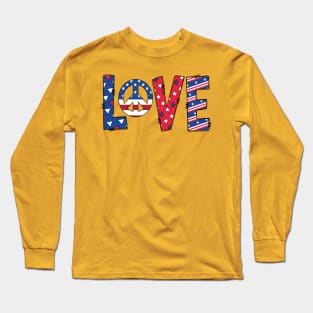 Peace and Love 4th of July cliparts  illustration Long Sleeve T-Shirt